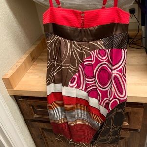 Silky red and brown dress from Dillard’s